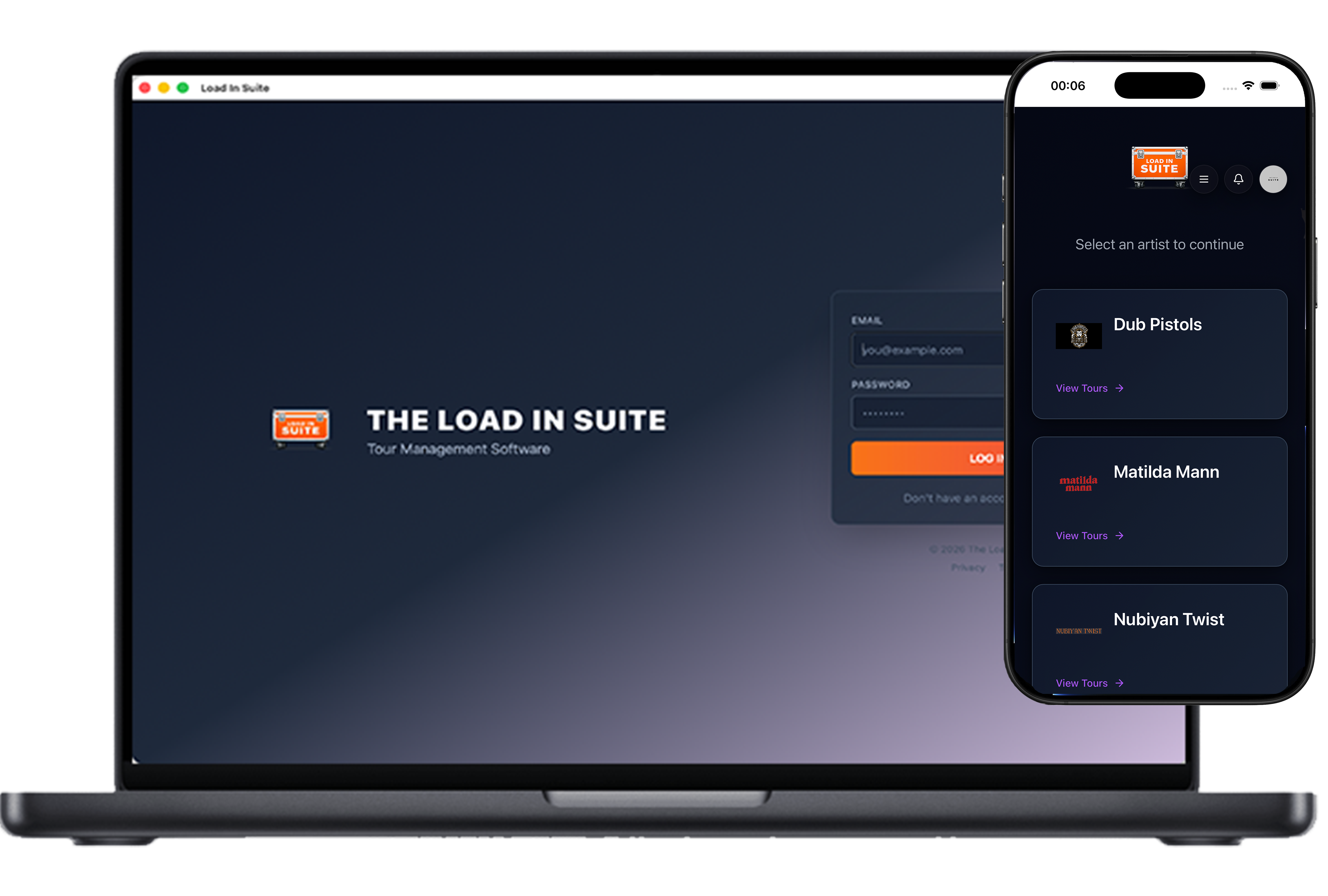 Load In Suite on desktop and mobile